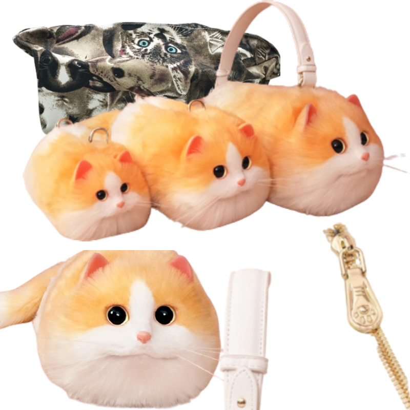 Plush Furry Cat Crossbody Shoulder Bag Purse