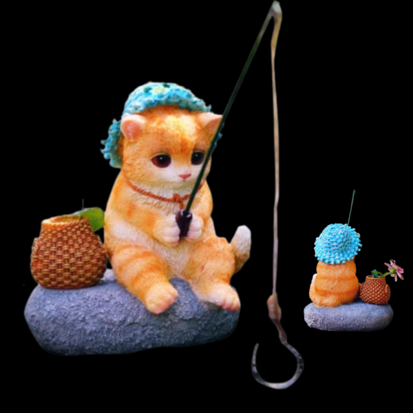 Outdoor Fishing Cat Ornament Garden Figurine