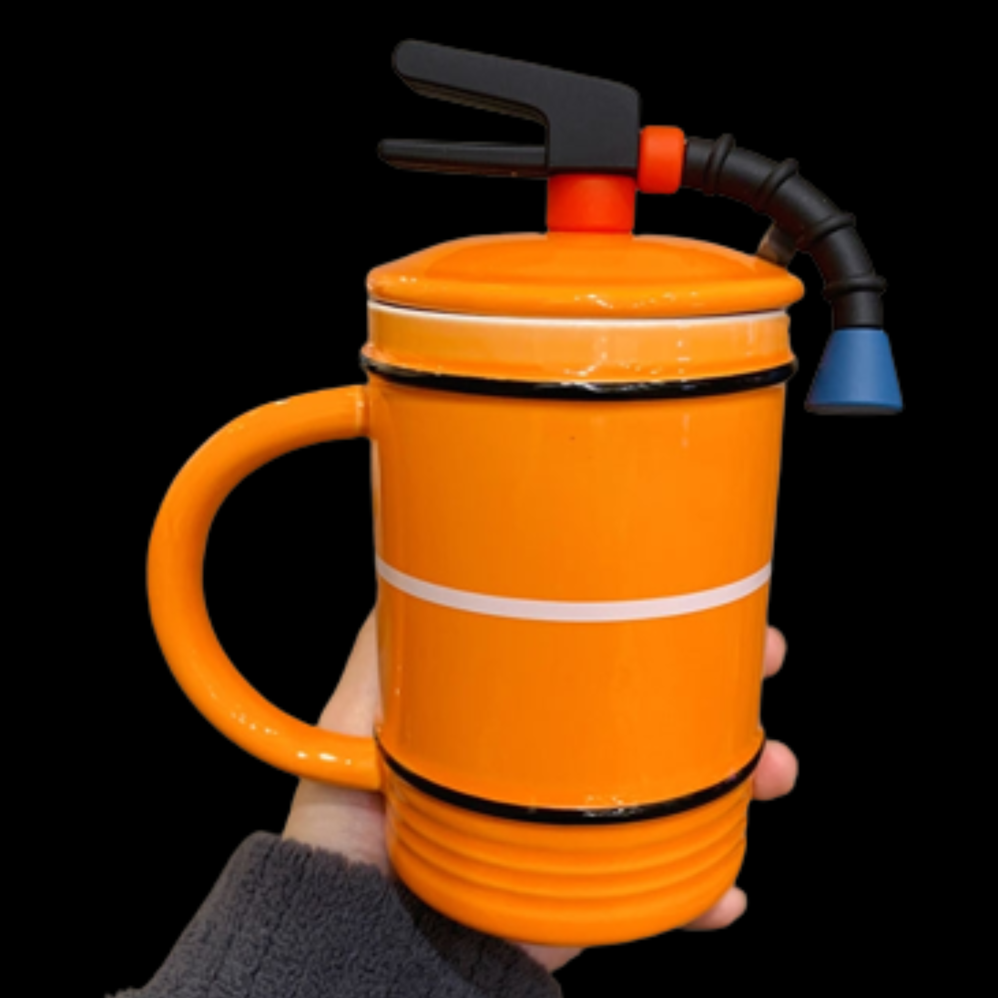 Ceramic Fire Extinguisher Mug With Lid And Spoon
